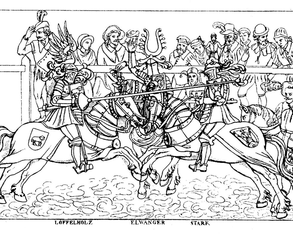 Zeichnung des Gesellenstechenreliefs nach der Radierung von Philipp Walters